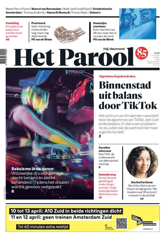 Het Parool proefabonnement cover – vanaf €8,00 (mei 2026)